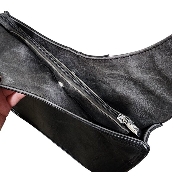 Espe Crossbody Shoulder Bag Black Vegan Leather Adjustable Strap Zip Pockets - Picture 8 of 16